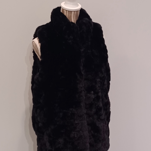 Pre-Owned Rachel Zoe Fully Lined Faux Fur Vest Black sz L - Picture 8 of 8